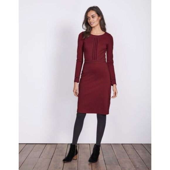 Boden Gizele Ponte Sheath dress, Wine/Maroon, Size 4P - Picture 1 of 7